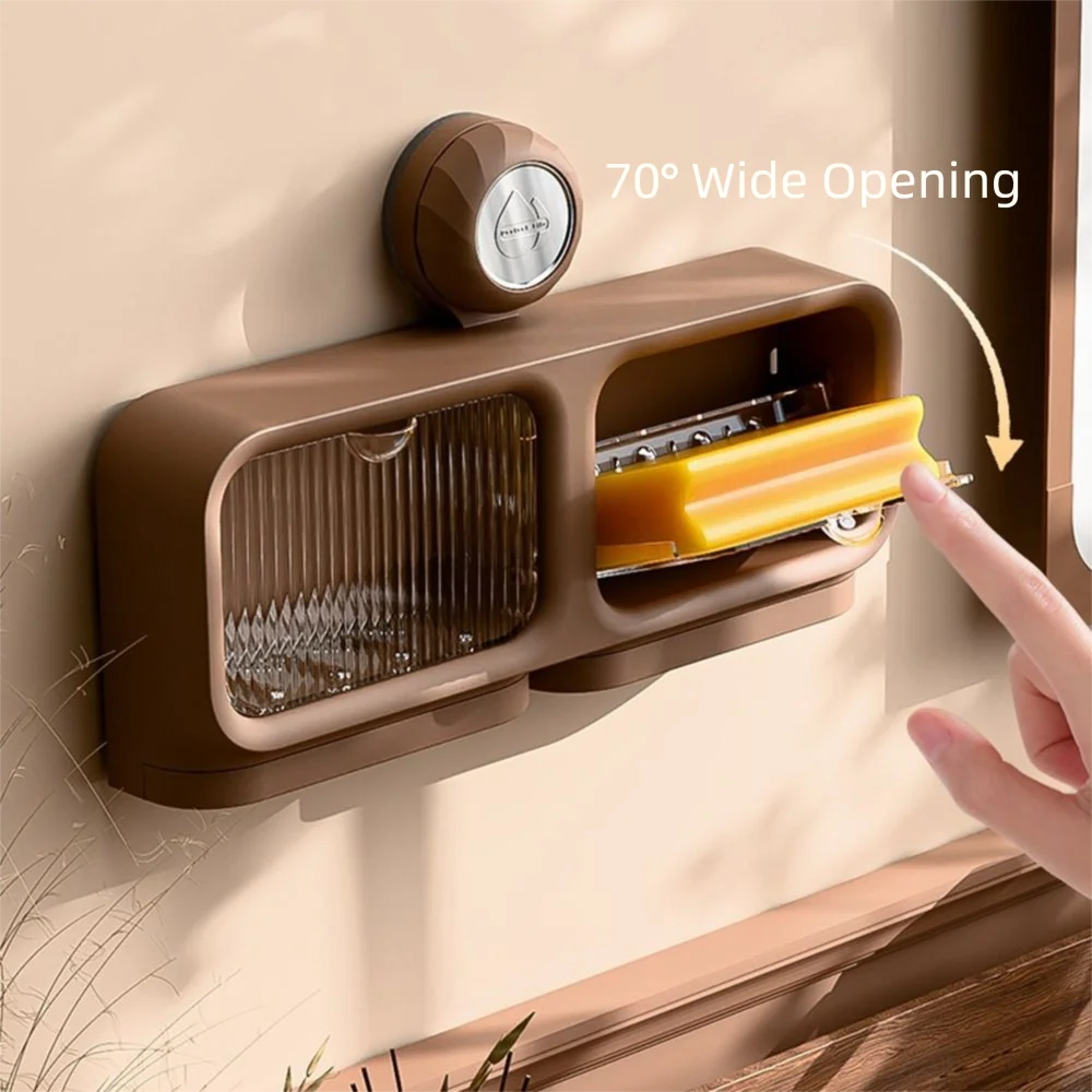 

Reusable 1/2 Grids Suction Cup Soap Holder Punch-Free Removable Soap Container Wall Mounted Waterproof Soap Storage Tray Kitchen