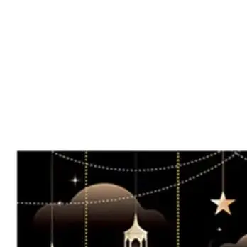 Eid Mubarak Backdrop Banner 180x110cm Polyester Fabric With Lanterns For Crescent Stars Design For Ramadan Party Home Wall Decor