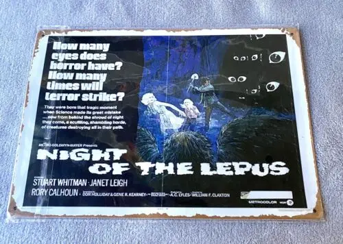 Night of the Lepus Supernatural Horror Movie 8” X 12” Retro Tin Sign