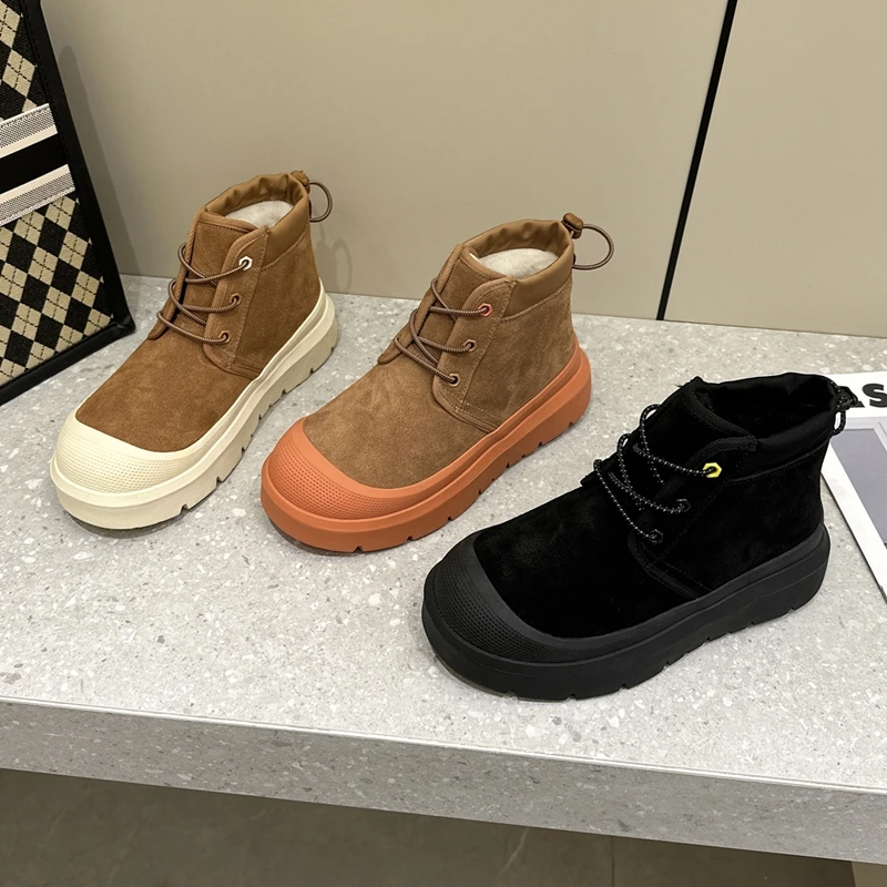 

2025 New Women's Snow Boots Flat and Stylish Ankle Boots and Short Boots Women Genuine Leather Sports and Casual female Boots