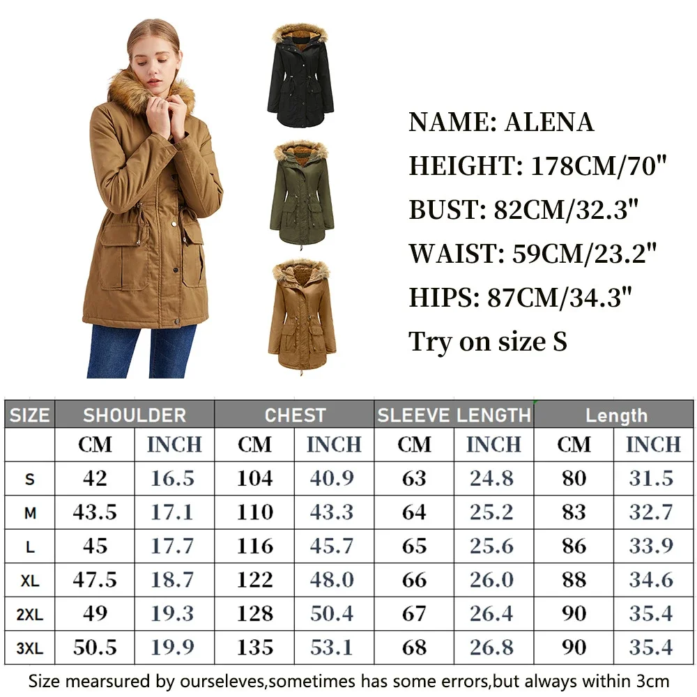 Warme winterjas Dames Dames bontkraag Jassen Jassen voor dames Lange slanke fleece parka Hoodies Parka's