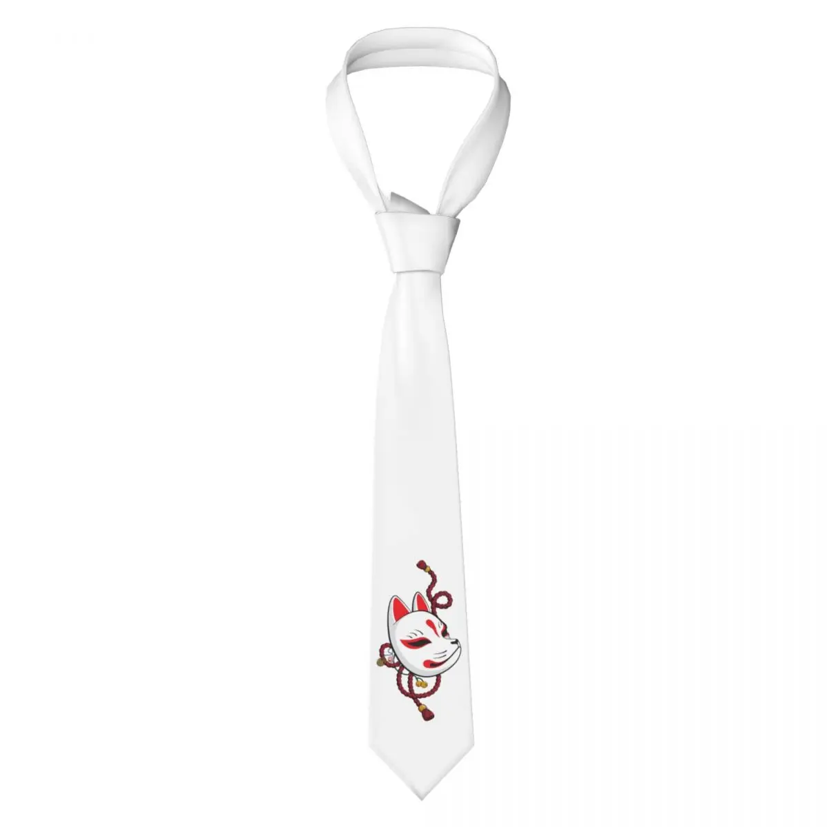 Kitsune Mask Necktie for Men Silk Polyester 8 cm Neck Ties Wedding Accessories Tie Casual Gravatas