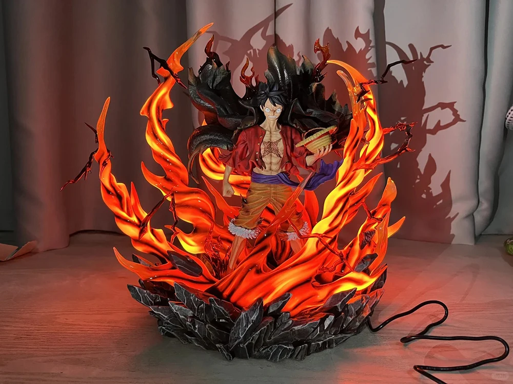 Genuíno 40cm uma peça macaco d. Luffy gk haoushoku haki anime figura de ação modelo colecionável luminescência resina estátua presente