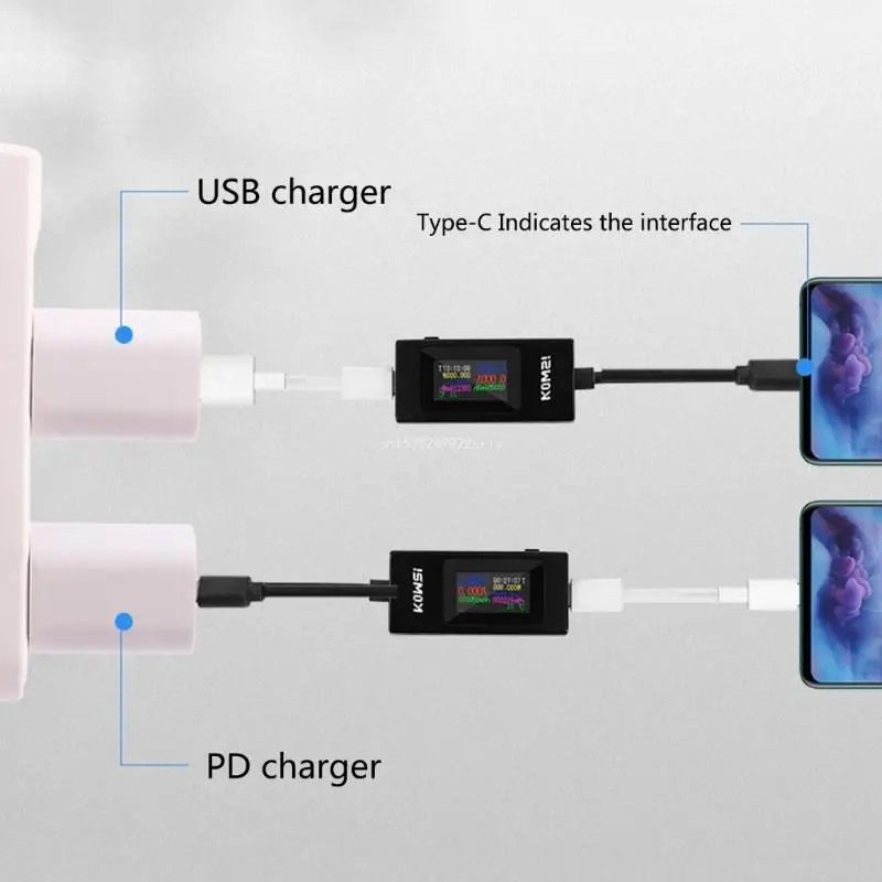 USB C Tester Digital Multimeter Power Meter 4-30V 0-6.5A Current Tester PowerBank Capacity Ammeter Voltmeter