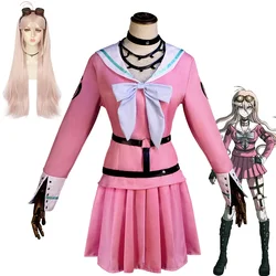Anime Game Danganronpa V3 Miu Iruma Cosplay Costume Wig Girls Pink Dress Sailor Suit Skirt Goggles Full Set Halloween Outfits