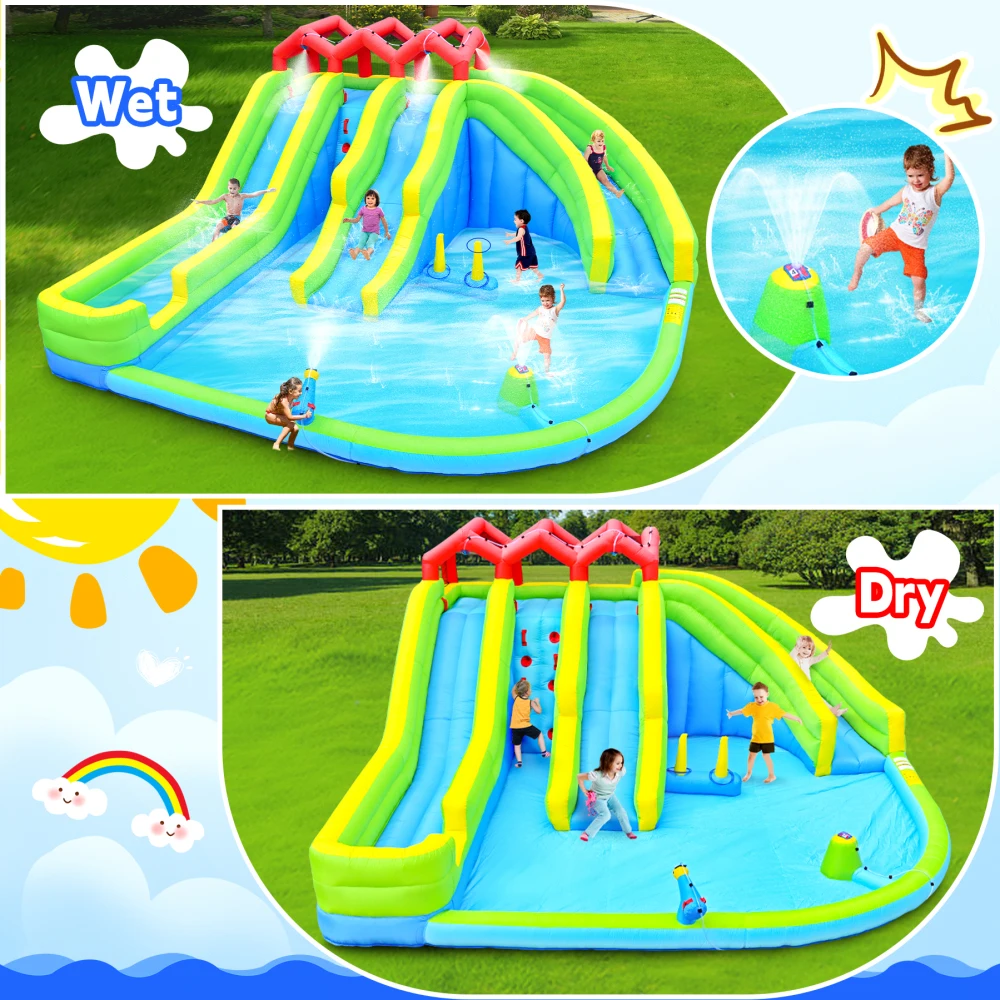 

Outdoor Courtyard Inflatable Bouncing House,Water Park Water Slide,Equipped with Water Gun,Basketball,Suitable,Inflatable Castle