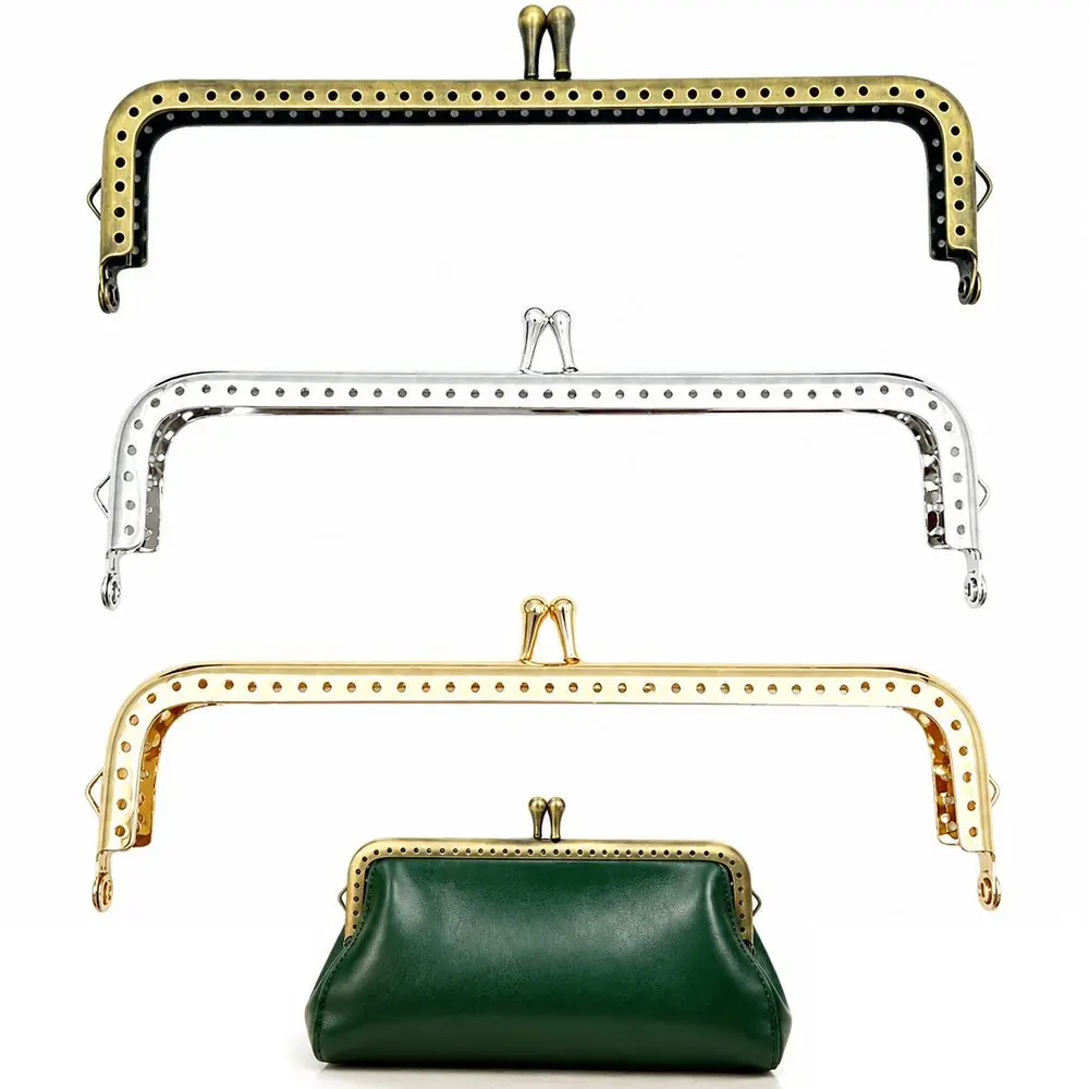 DIY Metal Alloy Frame Kiss Clasp Frame Sewing Hole Design Rectangle Bag Hardware Clutch Frame Coin Purse Making