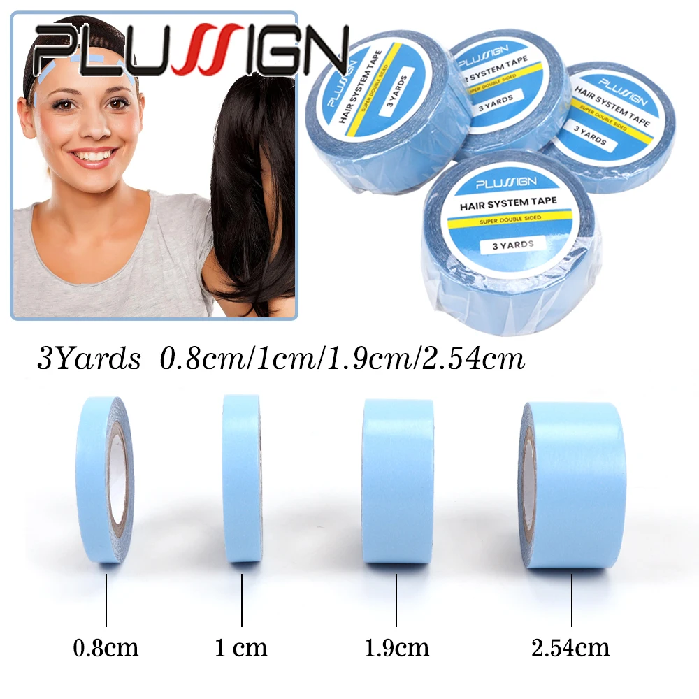 0.8Cm/1Cm/1.9Cm/2.5Cm Double-Sided Adhesive For All Wigs 3Yards/Roll Wig Fixing Tape Blue Hair Tape For Salon Wig Installation