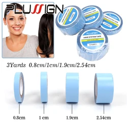 Cinta adhesiva de doble cara para todas las pelucas, cinta de fijación de pelo azul para instalación de pelucas de salón, 0,8 Cm/1Cm/1,9 Cm/2,5 Cm, 3 yardas/rollo