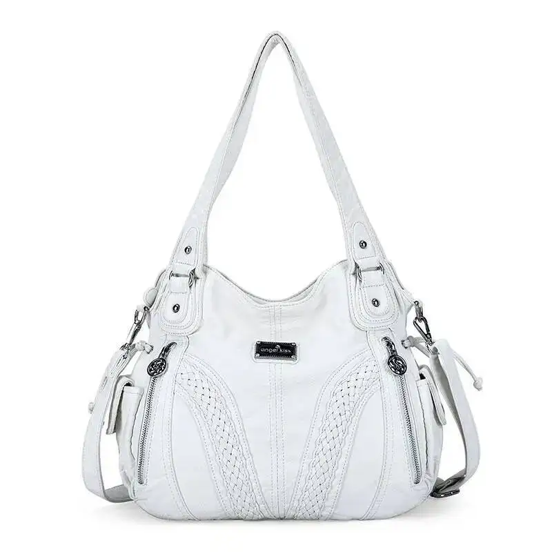 Bloom Hot Girls Blue Shoulder Bags Women Retro Leather Large Capacity Y2k Handbag Female Vintage Messenger Tote Bag Aesthetic