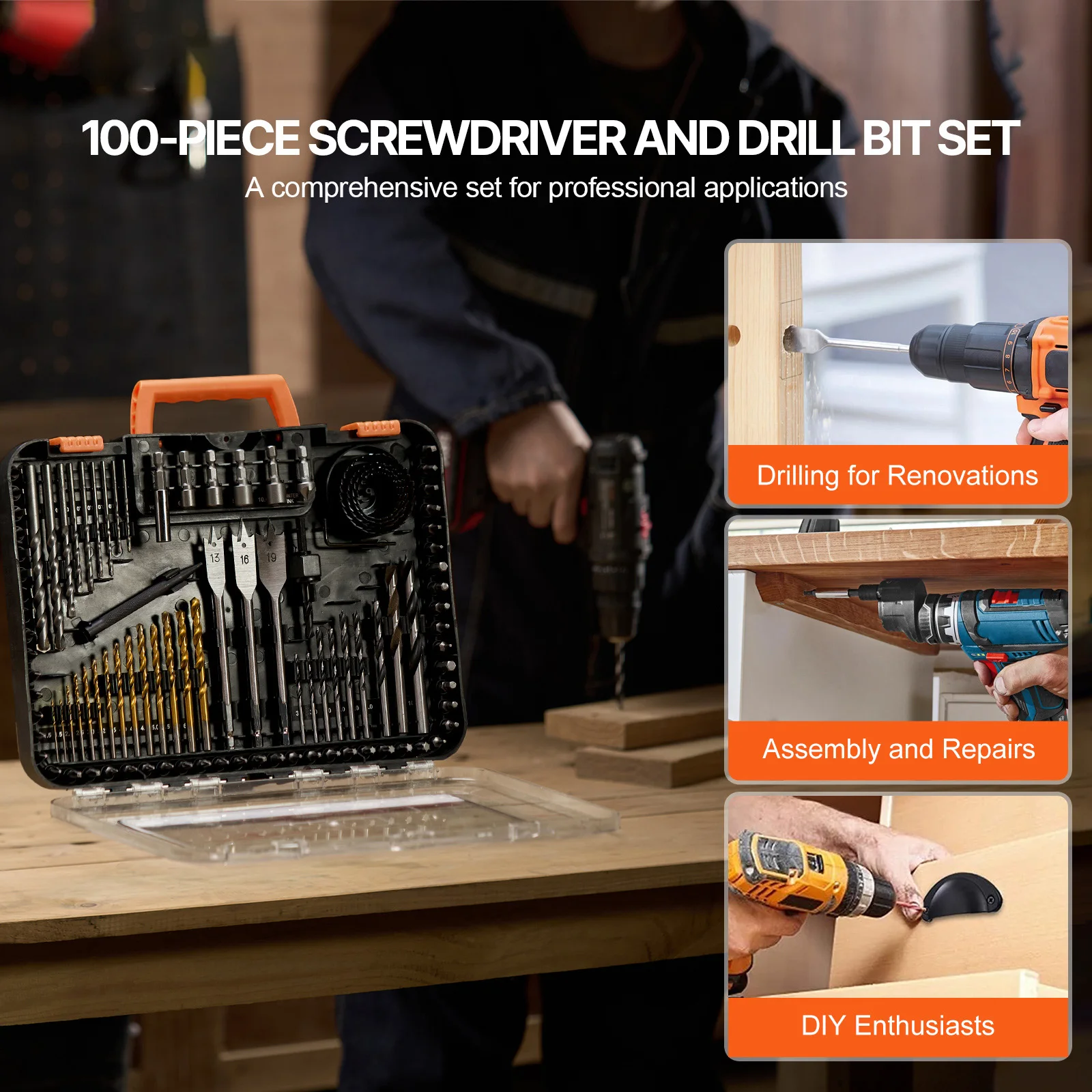 SucceBuy 70/100/101/246/318 PCs Drill Bit Set Screwdriver Bit Set Suitable Drilling and Screw Driving Drill Combo Bit Sets