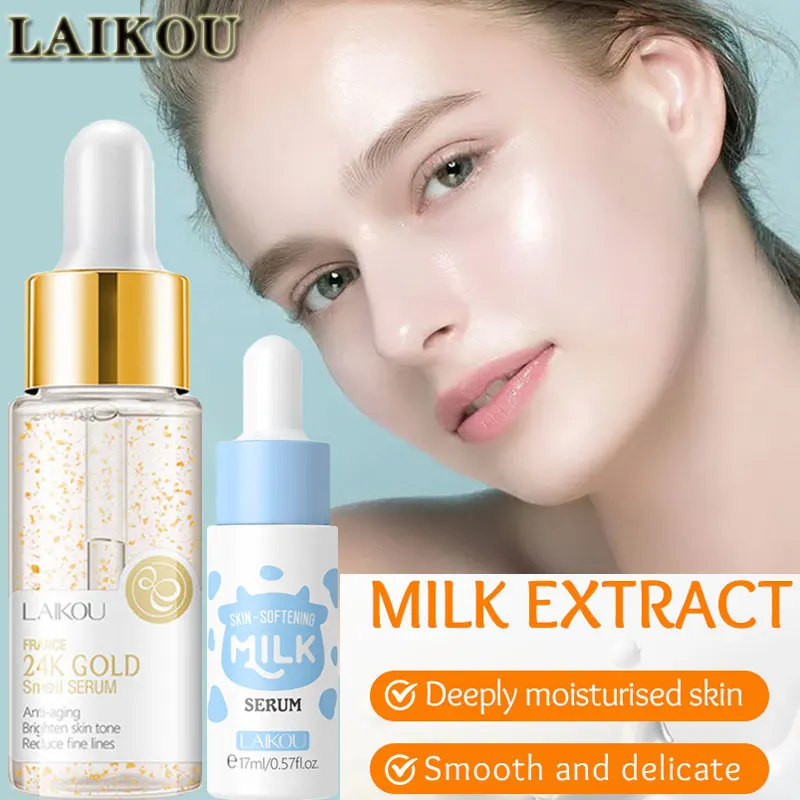 LAIKOU Milk Facial Serum for Face Skincare Moisturizing Firming Hydrating Facial Essence Beauty Face Skin Care Products