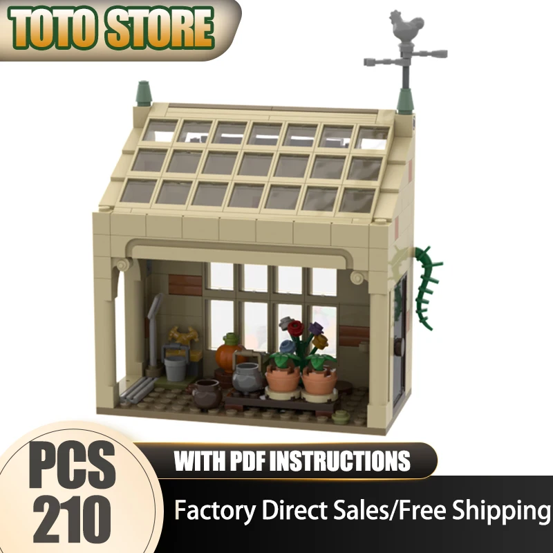 

Famous Scene Moc Building Bricks Greenhouse Model Technology Modular City Street View Model Block Toys DIY Assembly Gifts