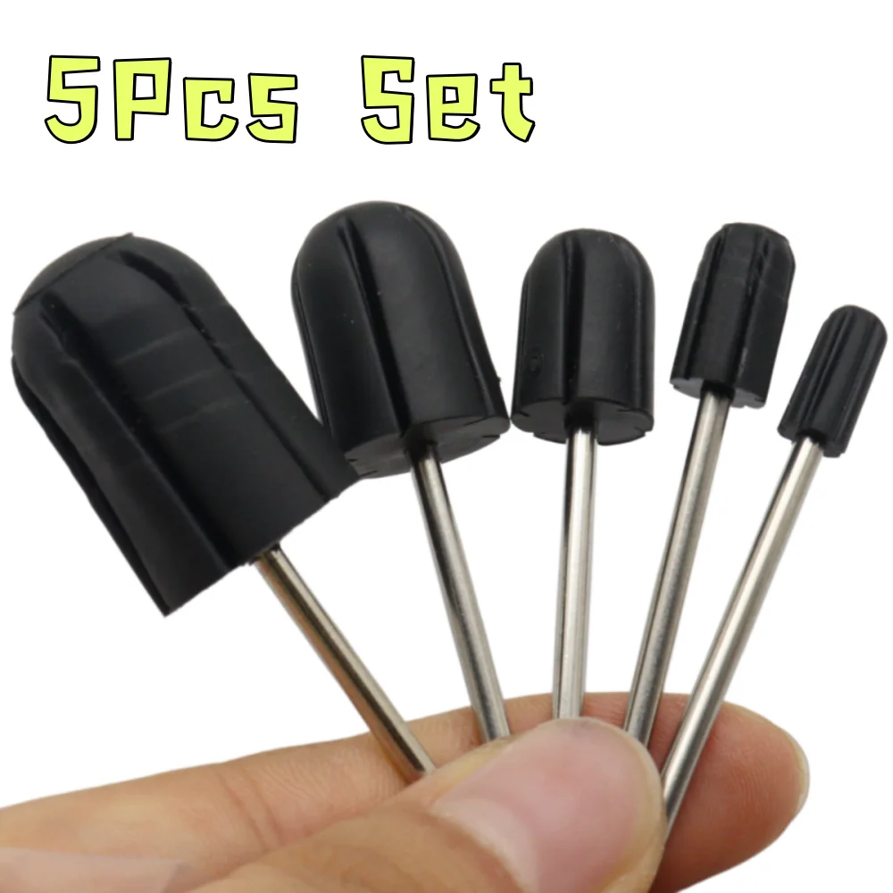 5-teiliges Nagelbohrer-Schleifband-Set mit 2,35mm Schaft und Gummi-Schleifkappenhalter in den Größen 5/7/10/13/16mm für Elektrische Maniküre