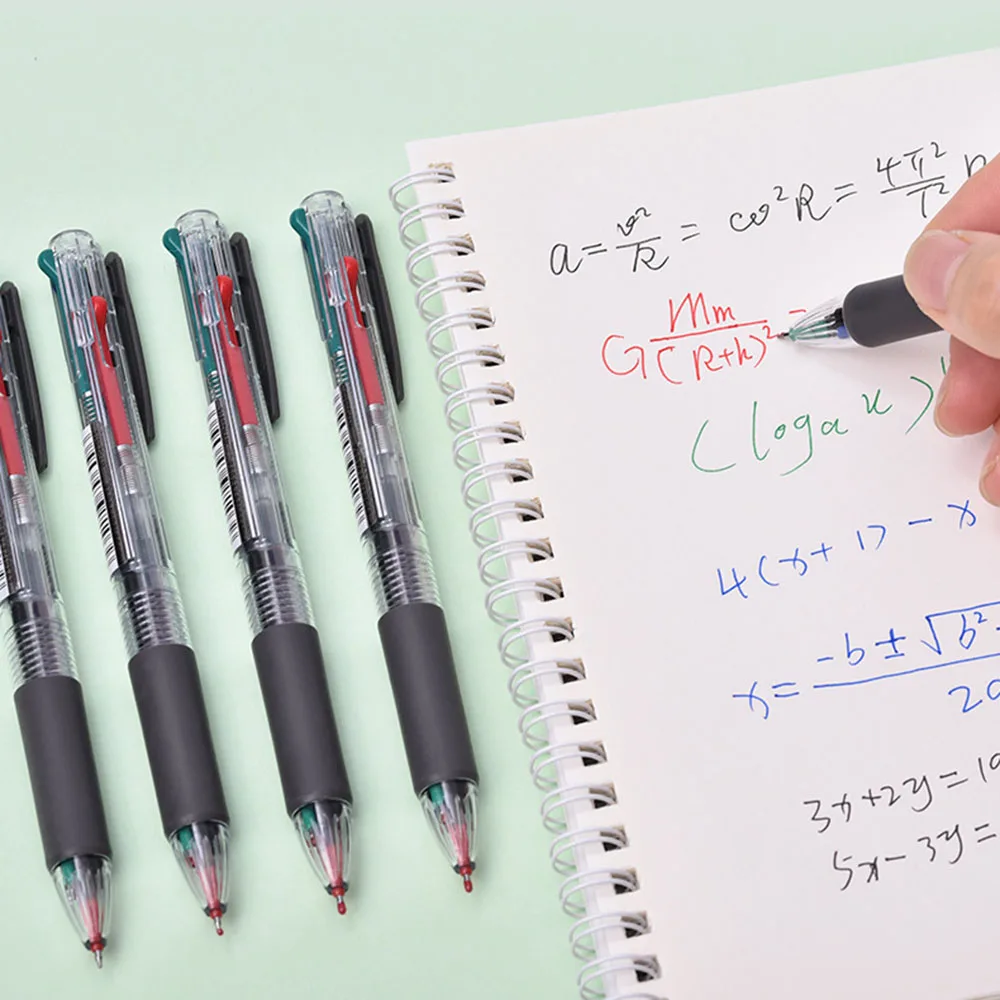 Set mit 6 Stück einziehbaren 4-Farben-Neutralstiften für Notizen, Journaling und Schulbedarf. – Detail 6