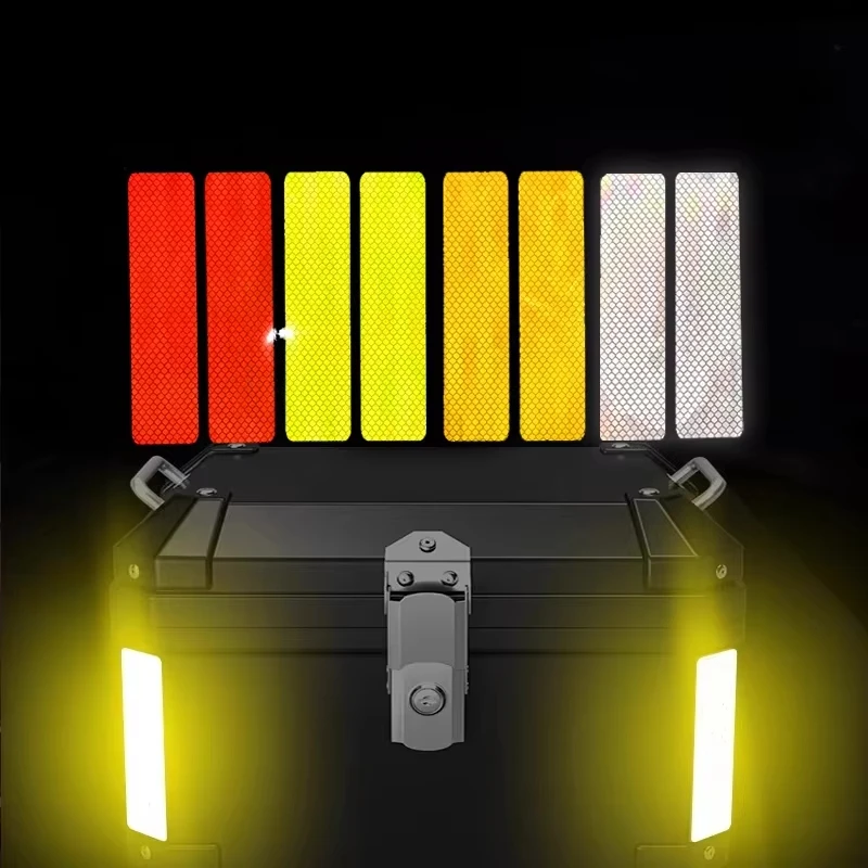 10PCS Side Top Luggage Box Case Trunk Anti-collision Decorative Night Safety Warning Strip Motorcycle Reflective Sticker Strips