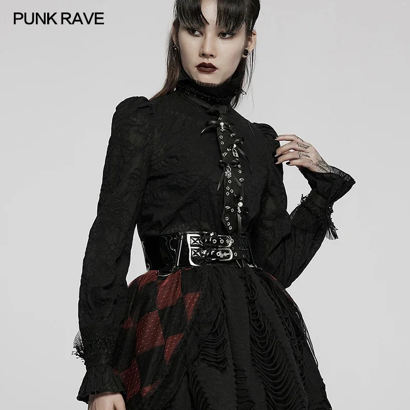 PUNK RAVE Women's Punk PU Strap with Adjusted Metal Buckles Gothic Personality Sexy Novelty Corset Belt Accessories