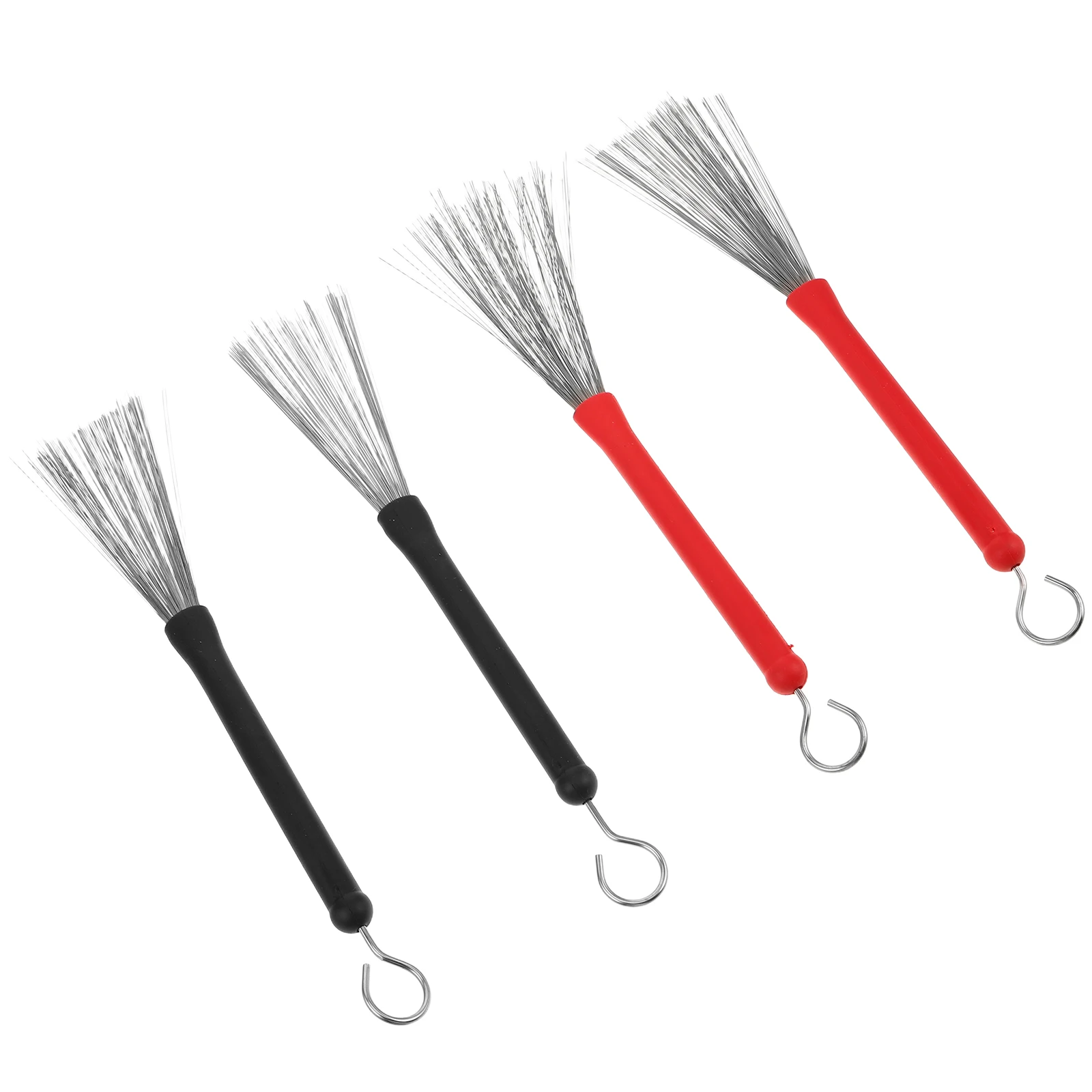 

2Pairs Jazz Drum Brushes Wire Metal Retractable Drumstick Brushes for Snare Drum Practice Performance Brass Brush