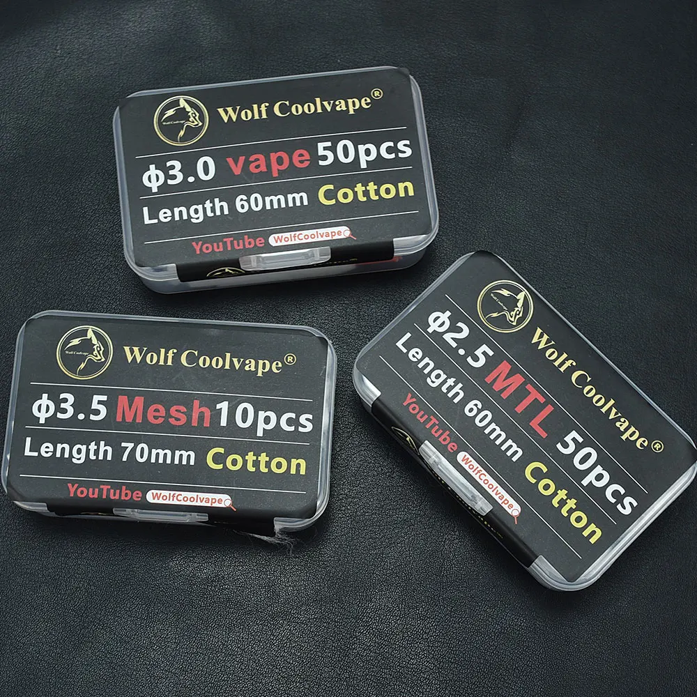 50/100 Pak MTL Katun Kotak Asli Katun Wol Organik Daging Prima untuk RDA RTA RBA MTL Gulungan