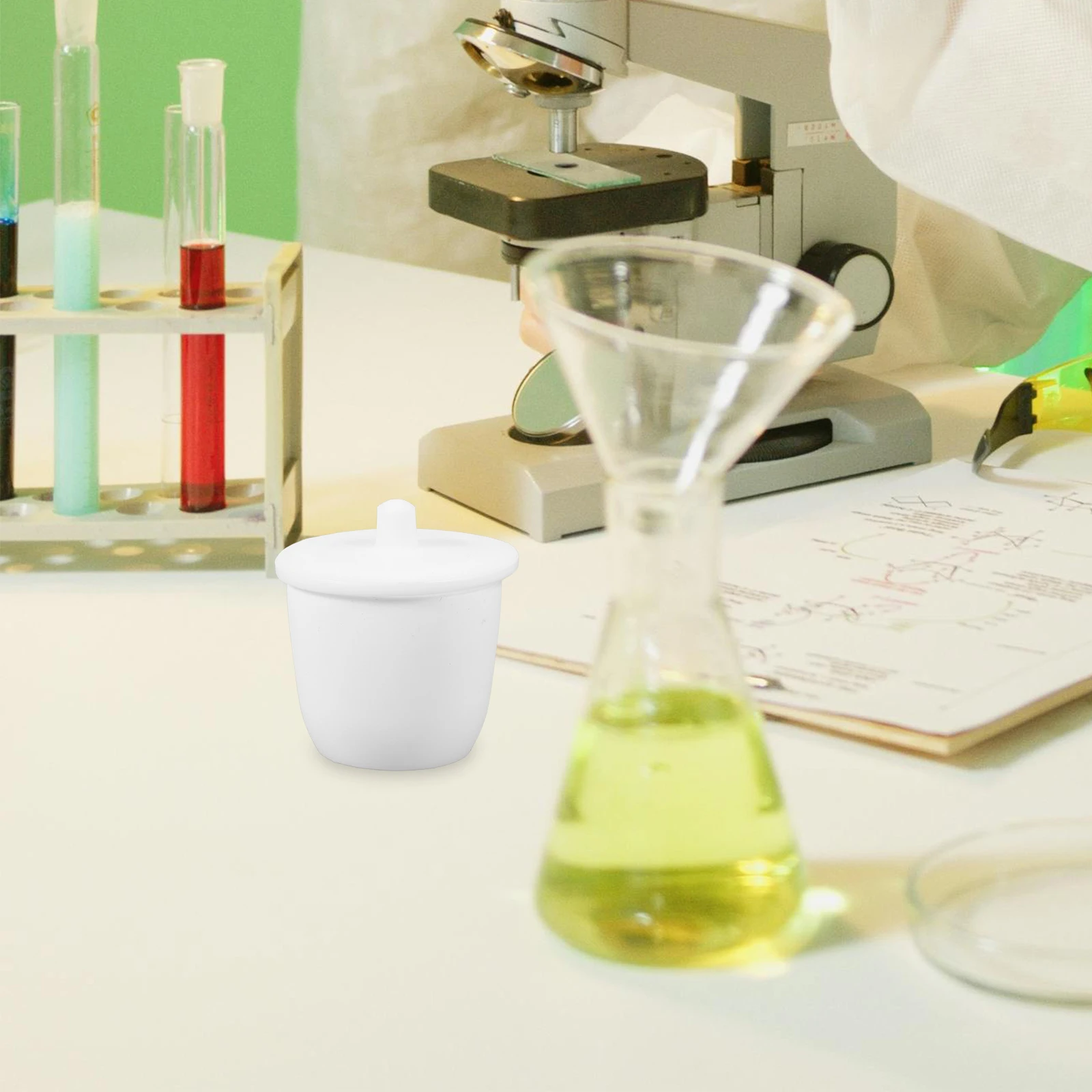 

30ml PTFE Lid Lab Crucible Heat Resistant Non Stick Laboratory Equipment Crucibles for Melting Material Synthesis for Jewelry