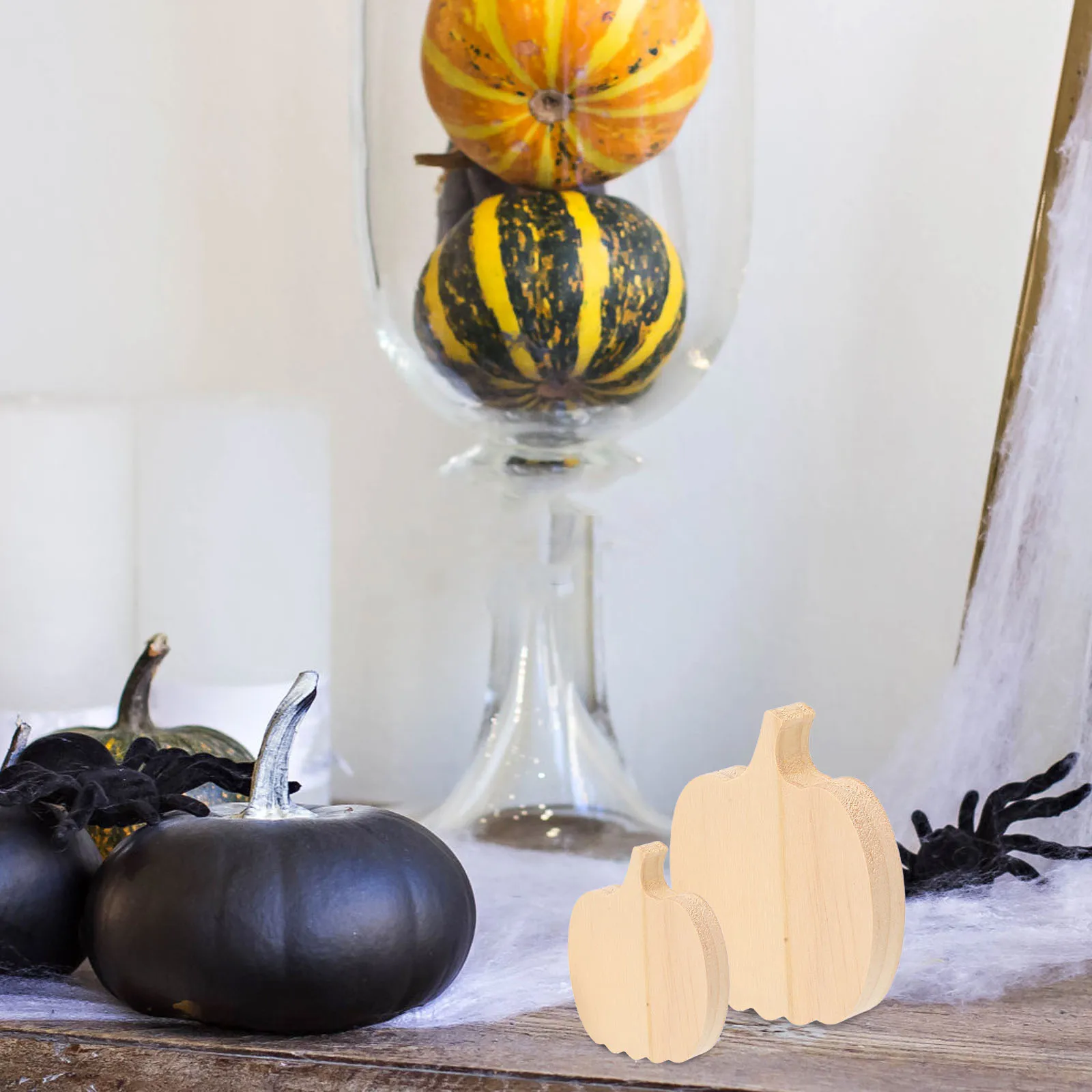

3pcs Wood Pumpkin Decor Handcrafted Fall Party Ornament Thanksgiving Harvest Festival Home Desktop Block Sign Unfinished Prop