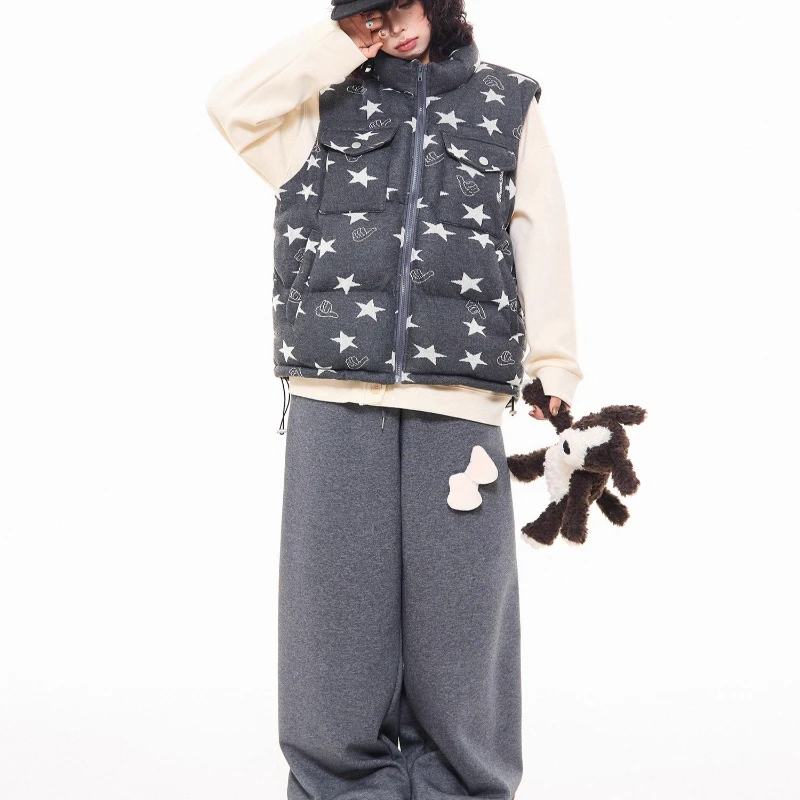 الأمريكية الرجعية ستار طباعة الوقوف طوق المرأة صدرية سترة قطن الخريف الشتاء فضفاضة زوجين تنوعا القطن سترة السيدات