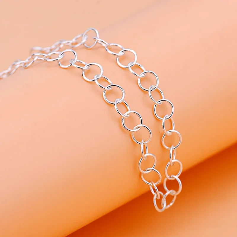 S925 sterling silver circle chain jewelry accessories handmade DIY semi-finished bracelet anklet necklace chain material