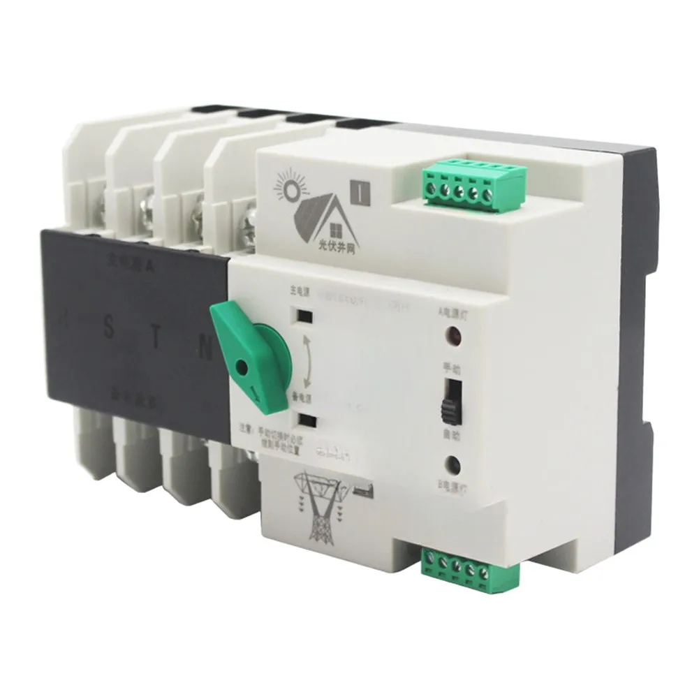 Automatic Transfer Switch 4P Compatible with Solar Inverters 20-100A Current Range 220V Dual Mode Manual and Automatic Operation