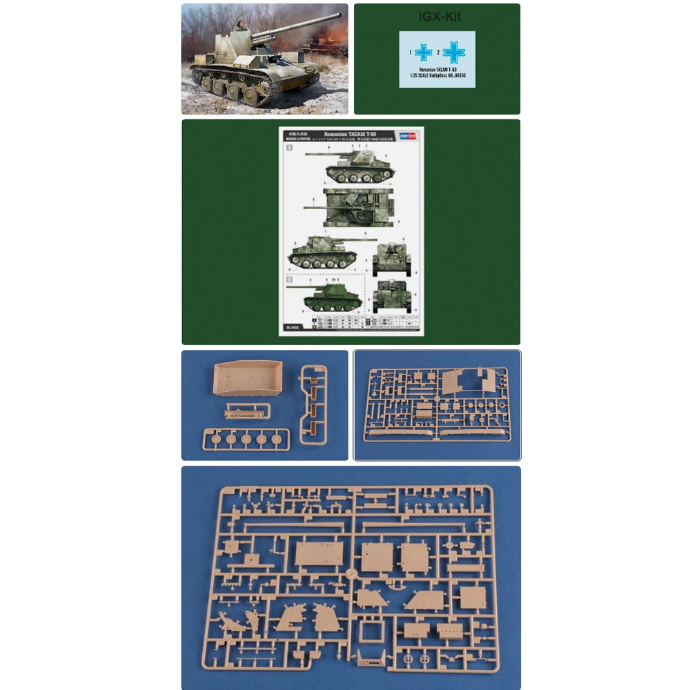 

Hobbyboss 84556 Масштабная модель 1/35 Румынское самоходное противотанковое орудие T60 T-60 SPG, набор для сборки, пластиковая модель для хобби и декора