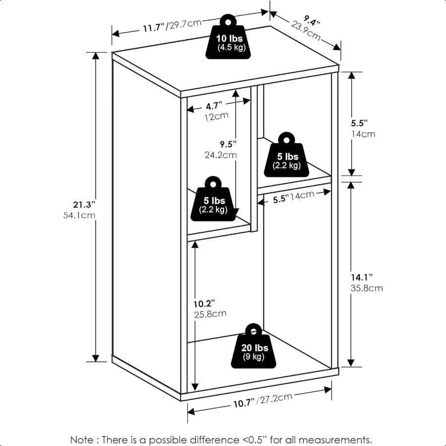 Daly 3Cube Unregelmäßige Würfel Bücherregal Bücherregal Aufbewahrungsorganisator Espro