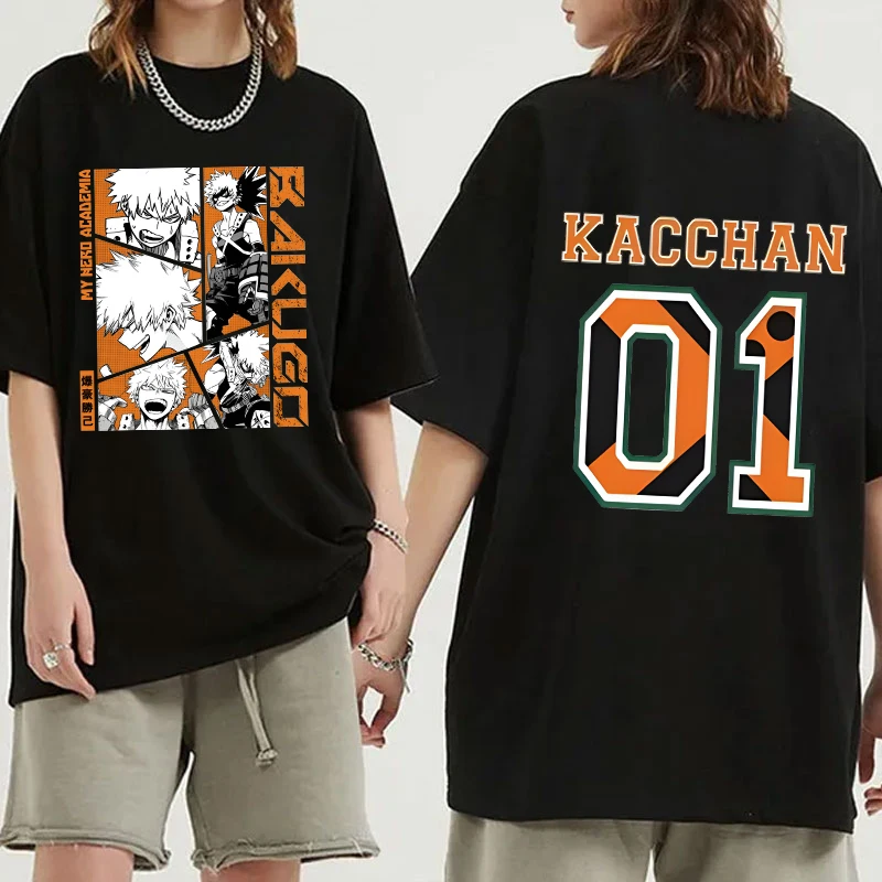 ใหม่เสื้อยืดพิมพ์ลายอนิเมะ bakugou Katsuki เสื้อยืดแขนสั้น unisex แฟชั่นผู้หญิงเสื้อยืดหลวมลำลองฤดูร้อน