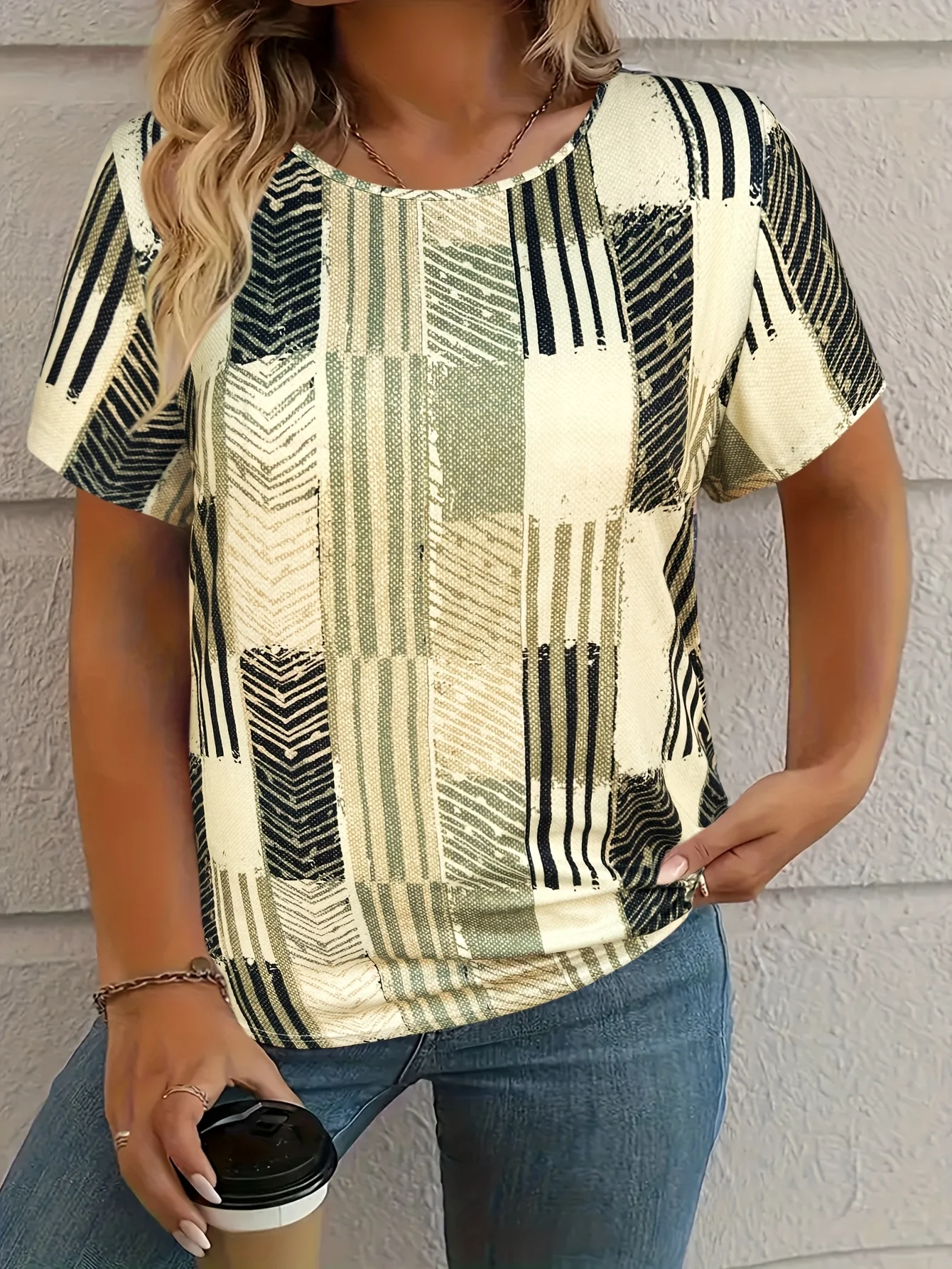 

T-shirt women's summer casual elegant round neck short sleeve floral print top loose casual wear ladies T-shirt mother's day