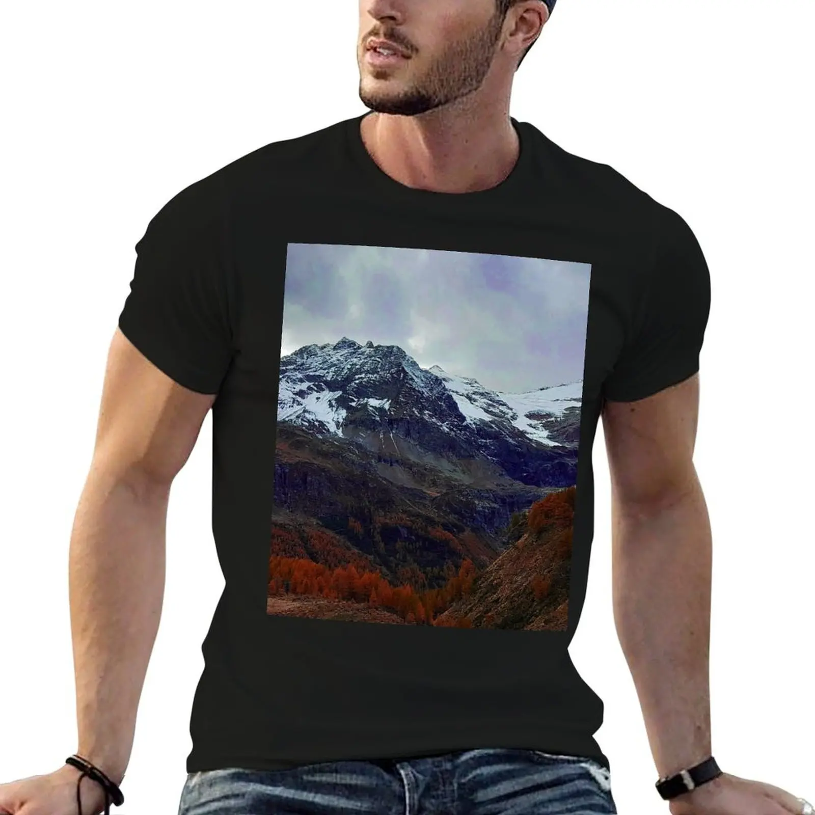 Swiss Alps from the Bernina Express T-Shirt Big and Tall Solid Color T-Shirt