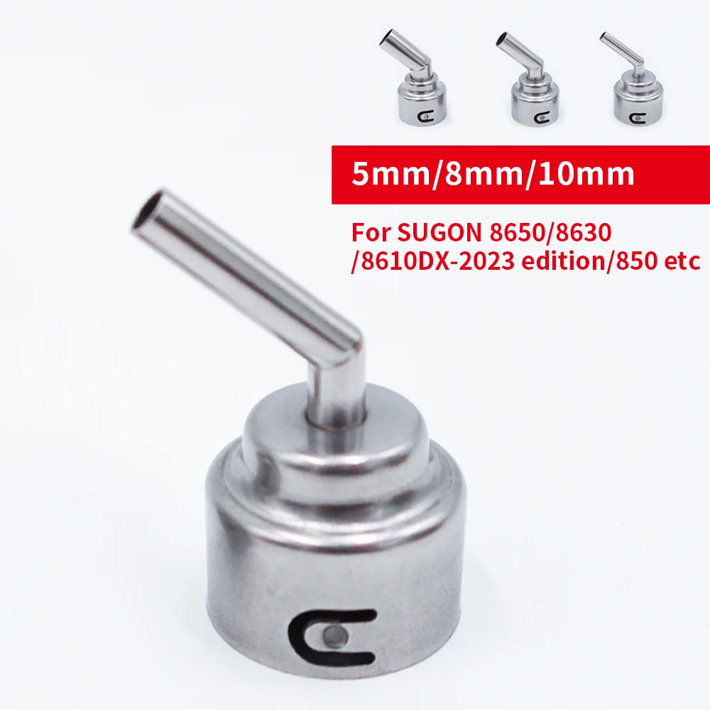 SUGON 8650/ 8630/8610DX-PRO Hot Air Soldering Station 45 Degree Curved Nozzle 5mm/8mm/10mm Bent Angle Heat Nozzle