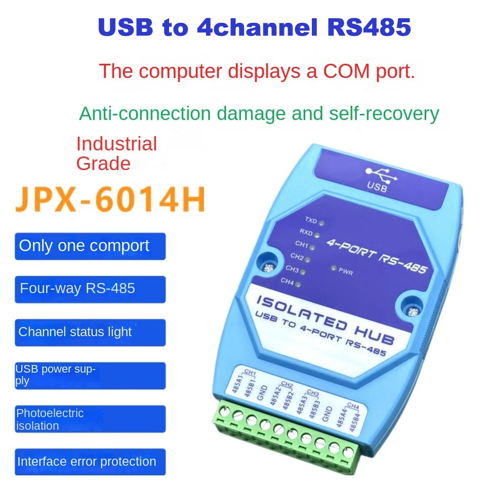 Imagem -03 - Serial Converter Cabo Industrial Grade Usb de 4ch Rs485 Rs232 Porta com Conversão de Comunicação