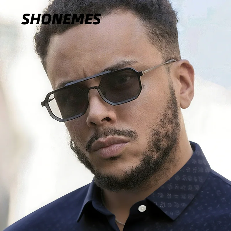 SHONEMES Polygon Men Sunglasses Vintage Double Bridge Women Steampunk Shades Outdoor UV400 Sun Glasses Gold Black for Unisex