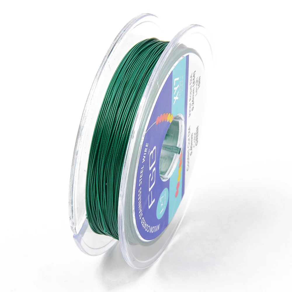 

Tiger Tail Beading Wire 7-Strand Bead Stringing Wire Nylon Coated Stainless Steel Wire Sea Green 26 Gauge 0.4mm about 10m/roll