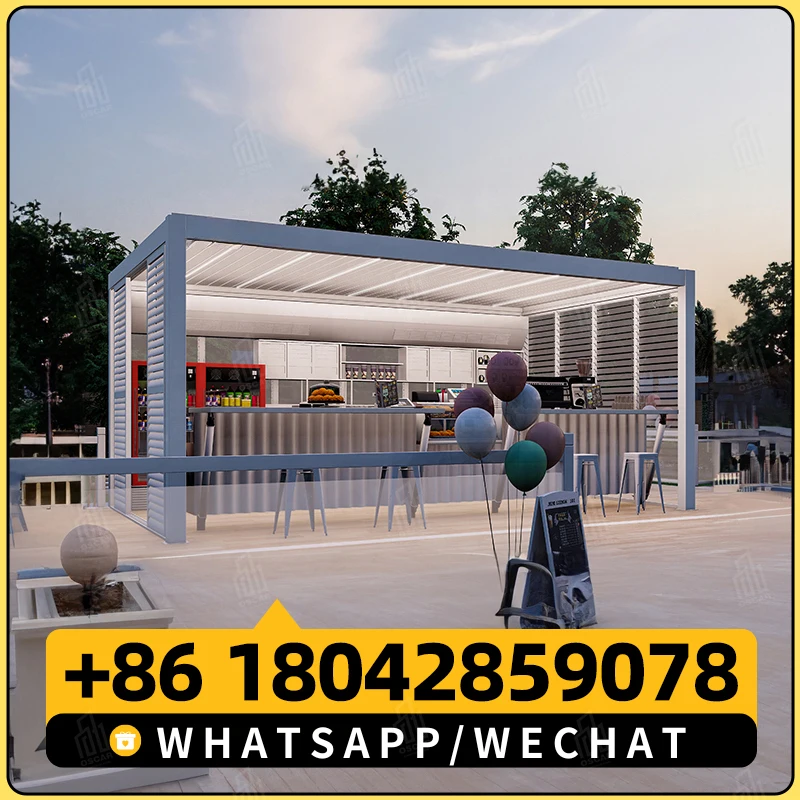 Patio Louvers Roofing Systems Aluminium Gazebo Commercial Pergola Restaurant Outdoor Pergola Cover with aluminum fence