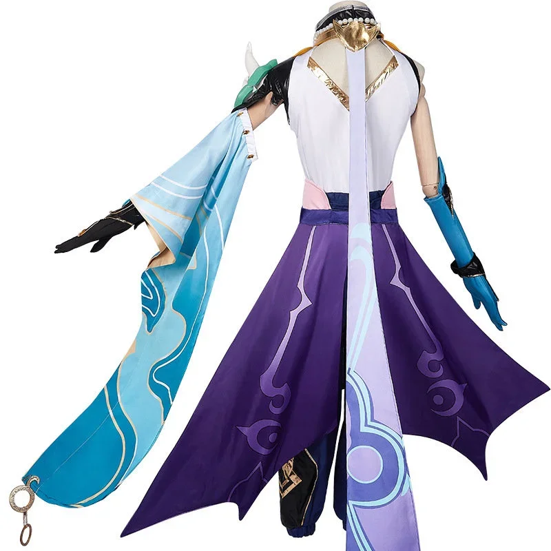 لعبة Genshin تأثير Xiao ازياء تأثيري ، شخصية أنيمي ، بدلة زي هالوين ، شعر مستعار ، قناع ، ملابس لعب الأدوار ، حزب زي النينجا