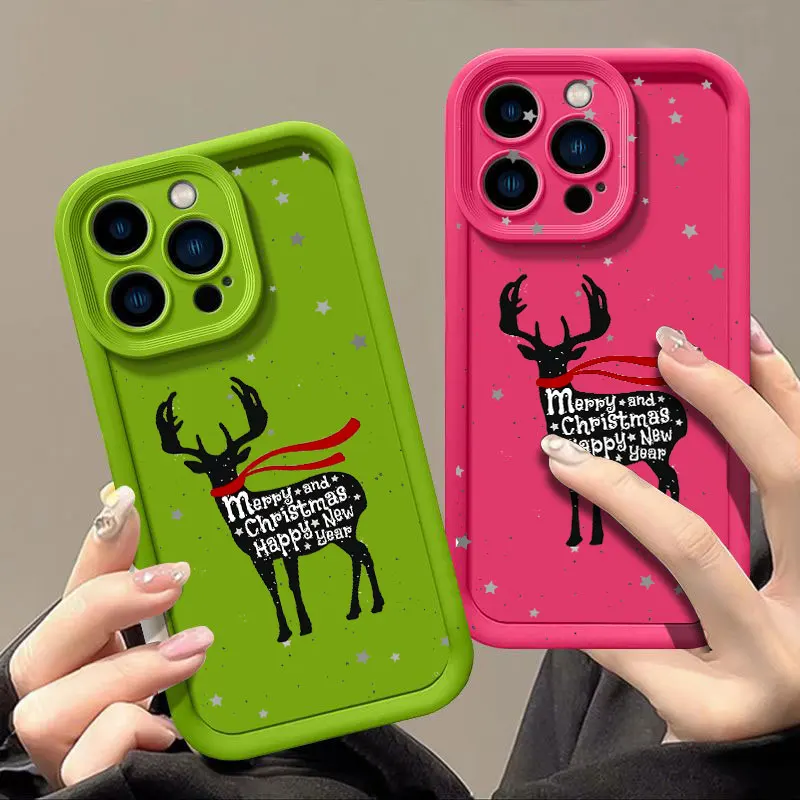 Christmas Fasion Phone Case for iPhone 11 12 MINI 13 14 15 16 PRO MAX PLUS Shockproof Silicone Soft Cover Coque