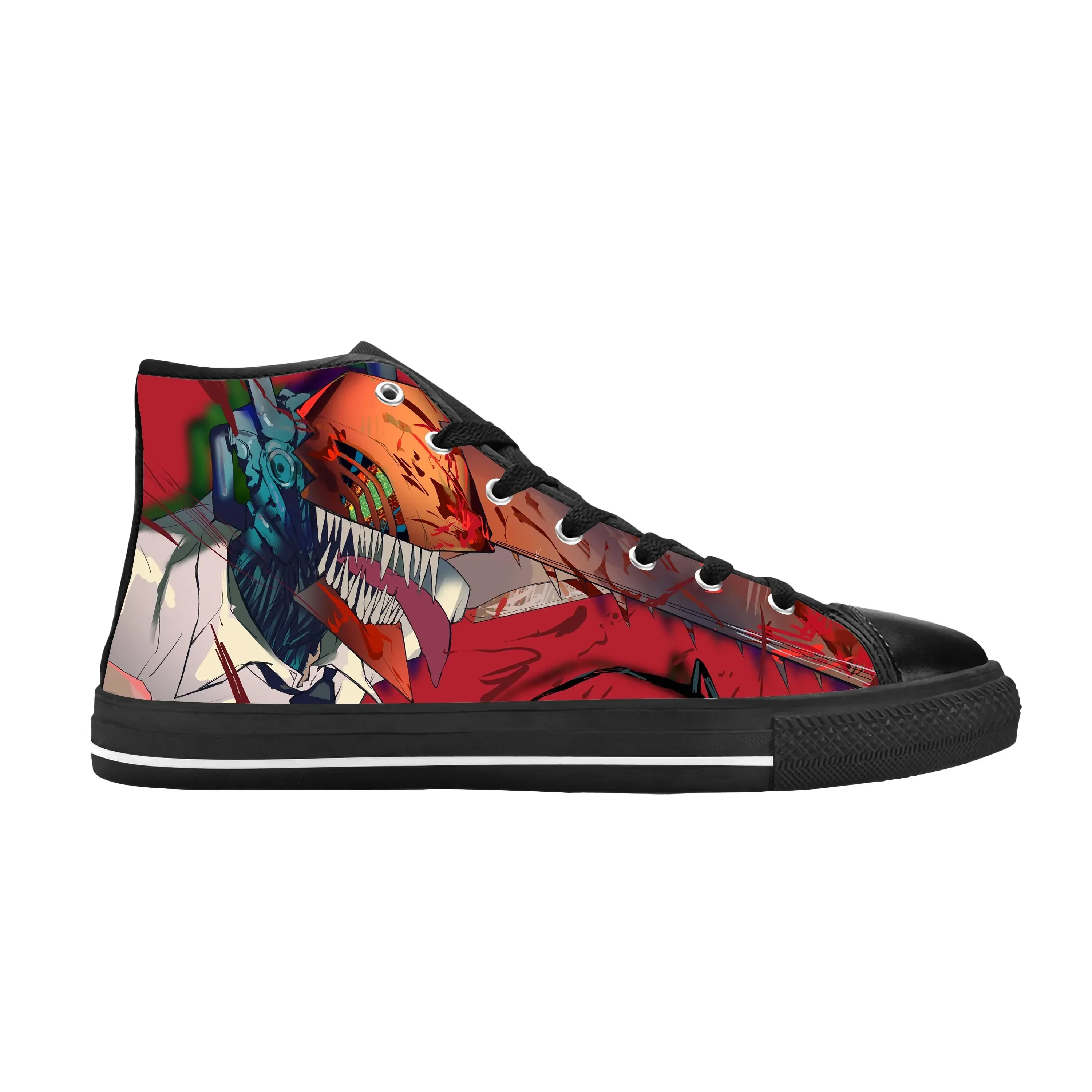 Zapatillas de deporte japonesas de Anime Manga Cartoon Chainsaw Man Denji, zapatos de tela informales de alta calidad, cómodas y transpirables con estampado 3D para hombres y mujeres