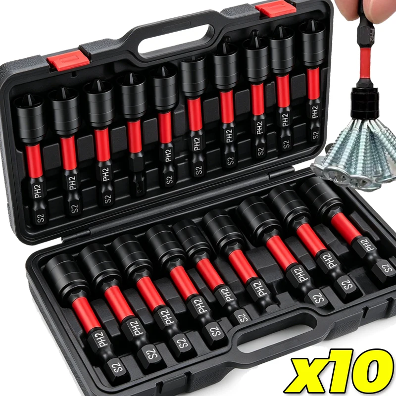 

1/10PCS Magnetic Positioning Screwdriver Bits Magnet Collar Hex Shank Drywall Screws Locating Batch Head Power Drilling Tools