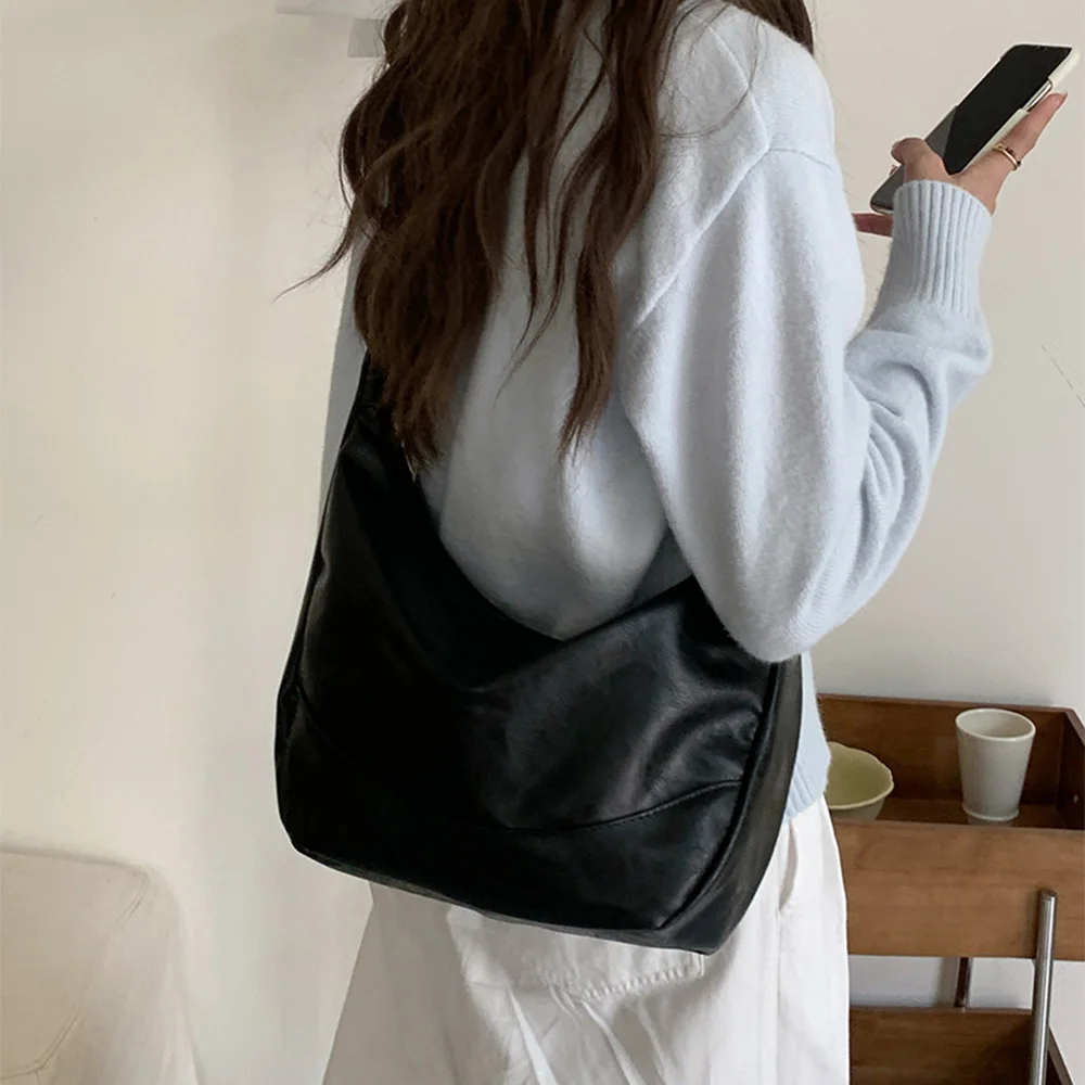Retro Melad Crossbody Bag, Women's Korean Fashion Handbag, PU Leather Simple Large Capacity Shoulder Bag for Daily Commuting - view 4