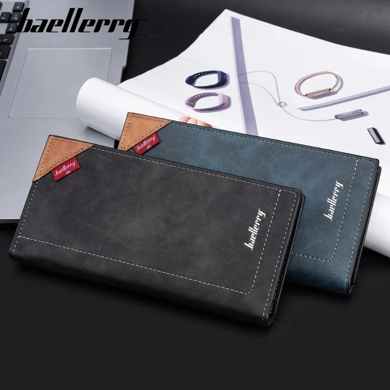 Baellerry RFID PU Leather Men Wallets High Quality Zipper Long Desigh Card Holder Male Purse Vintage Coin Holder for Man