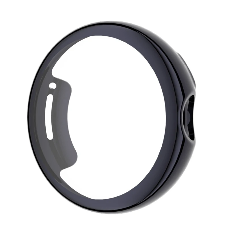 Soft Clear Frame Housing Glass+Cover Film Cases Compatible for Pixel Smartwatch Screen Bumper-Shell Protector-Shockproof