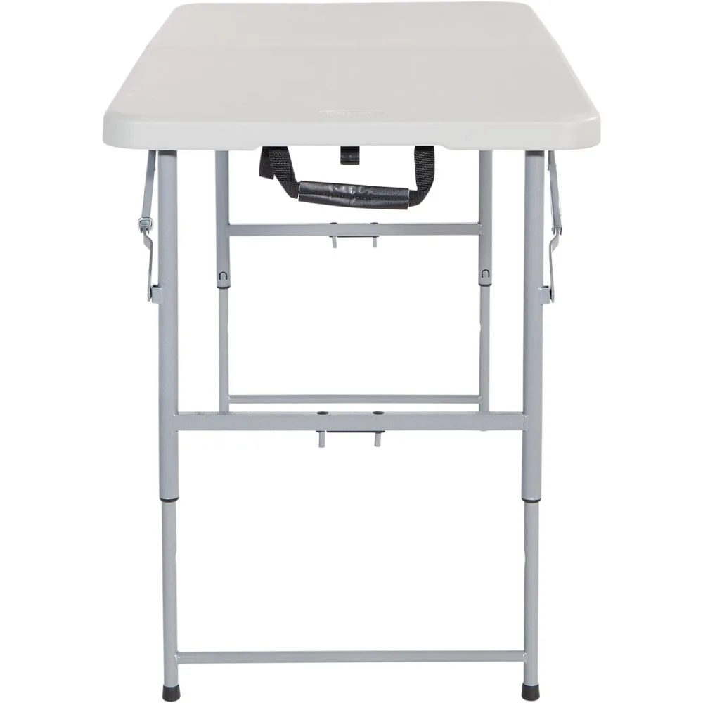 Resin Multipurpose Rectangle Table, 4-Feet Long, Height Adjustable, Center Folding Table, Light Gray