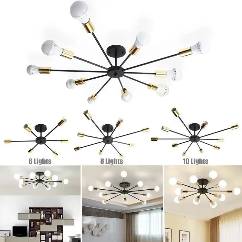 Room Decoration Ceiling Lights Vintage Industrial Edison 6/8 /10 Light Fixtures Black White Not Included Bulb Modern Living