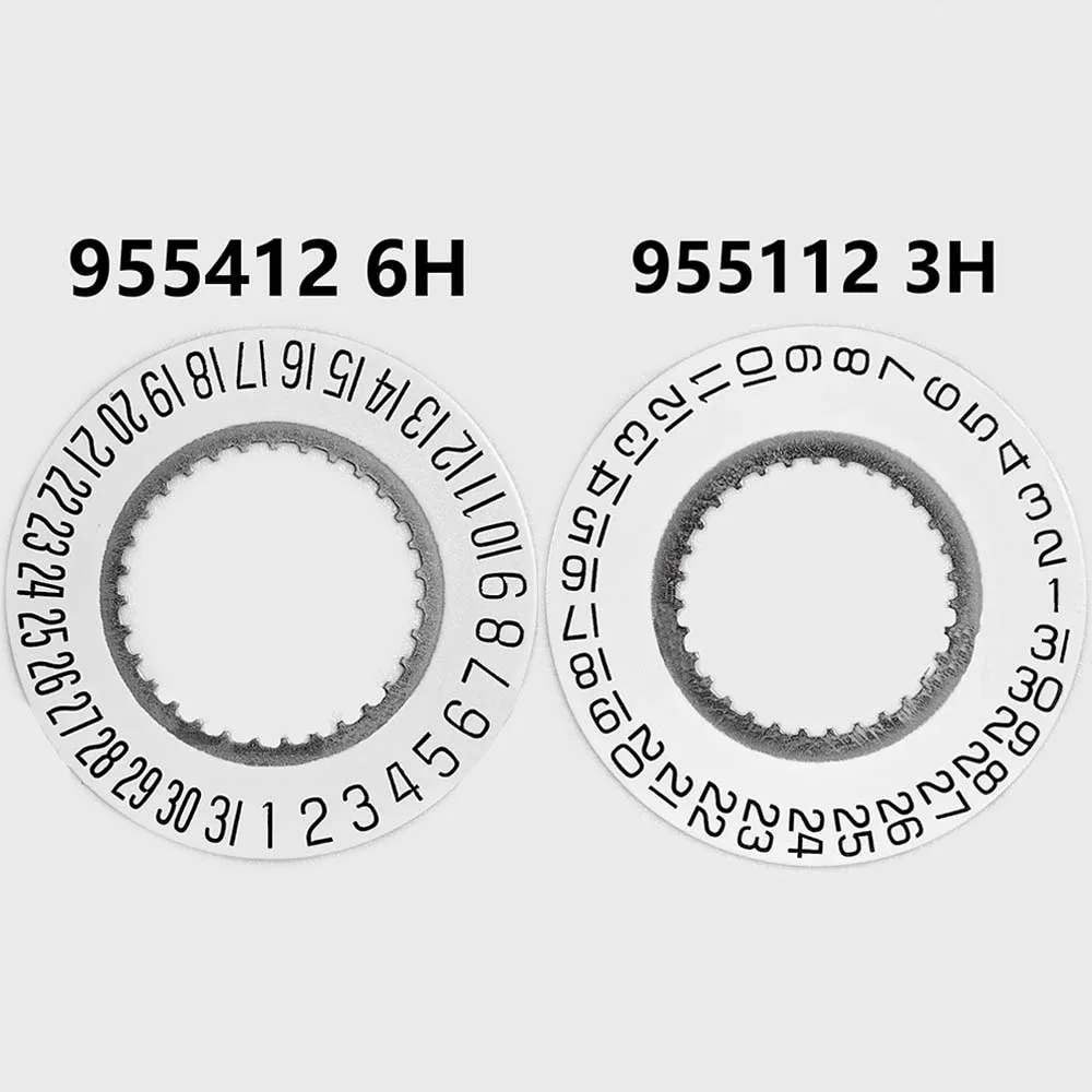 

Watch Round Calendar Disk for 955112 955412 Quartz Movement Date at 3 o'clock and 6 o'clock Day Wheel Calendars Plate Date Disc