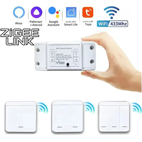 Tuya-Interruptor WIFI de 433MHz, módulo de relé de automatización del hogar inteligente, interruptor de pared inalámbrico de 1/2/3 entradas, Control del hogar, funciona con Alexa y Google