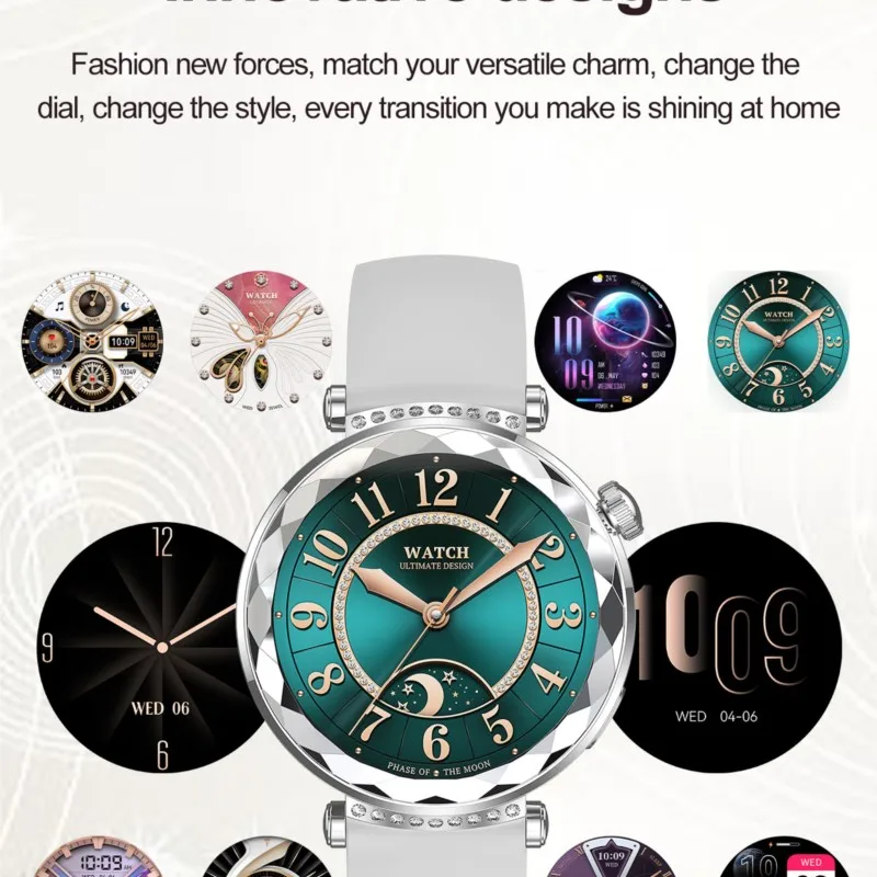 NAMOFOTO Новые 1,19-дюймовые женские роскошные умные часы, женские модные наручные часы с бриллиантами, Bluetooth-наручные часы с вызовом, спортивные умные часы для фитнеса
